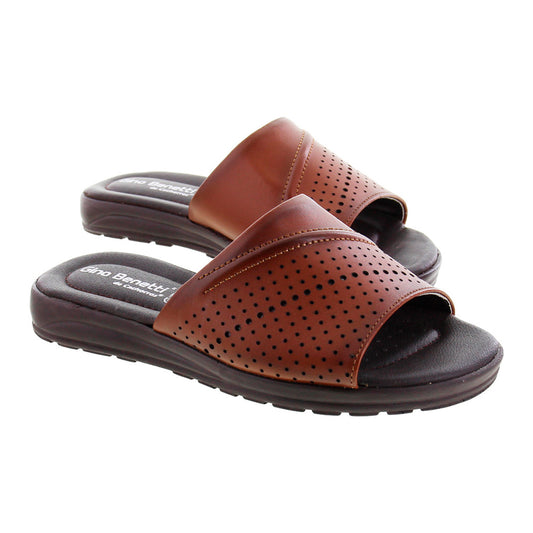 Sandalia Hombre 25070 Piel Café Perforado