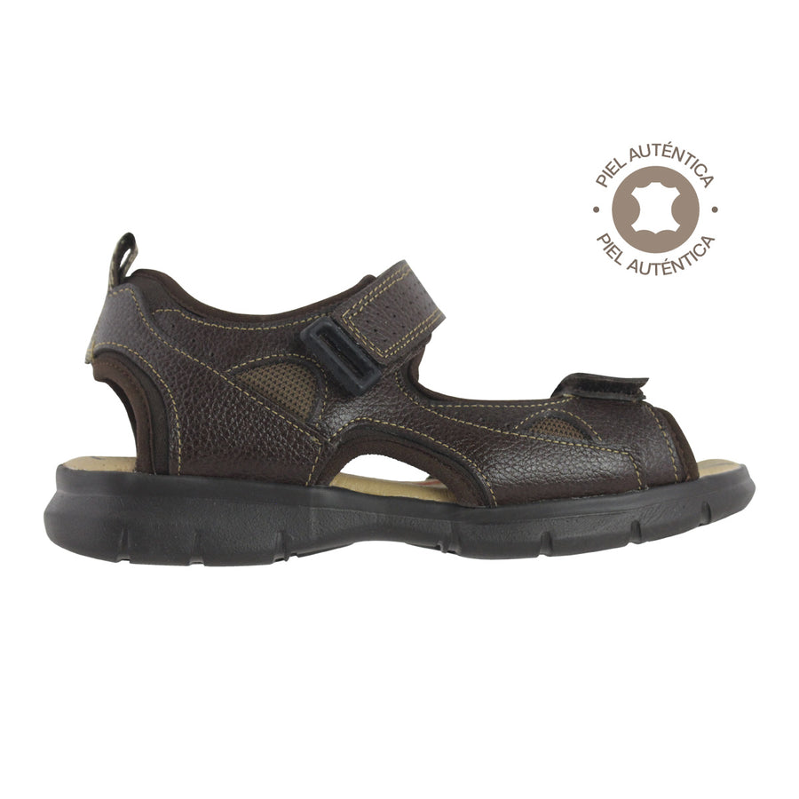 Sandalia Niño 2526 Piel Café doble Velcro