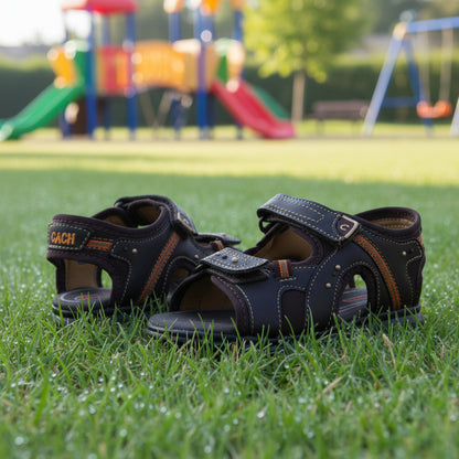 Sandalia Niño 2570 Piel Café Doble Velcro