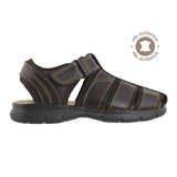 Sandalia hombre 2585 piel café con velcro