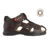 Sandalia niño 2680 piel café con velcro