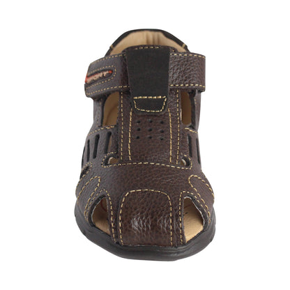 Sandalia Niño 2680 Piel Café con Velcro