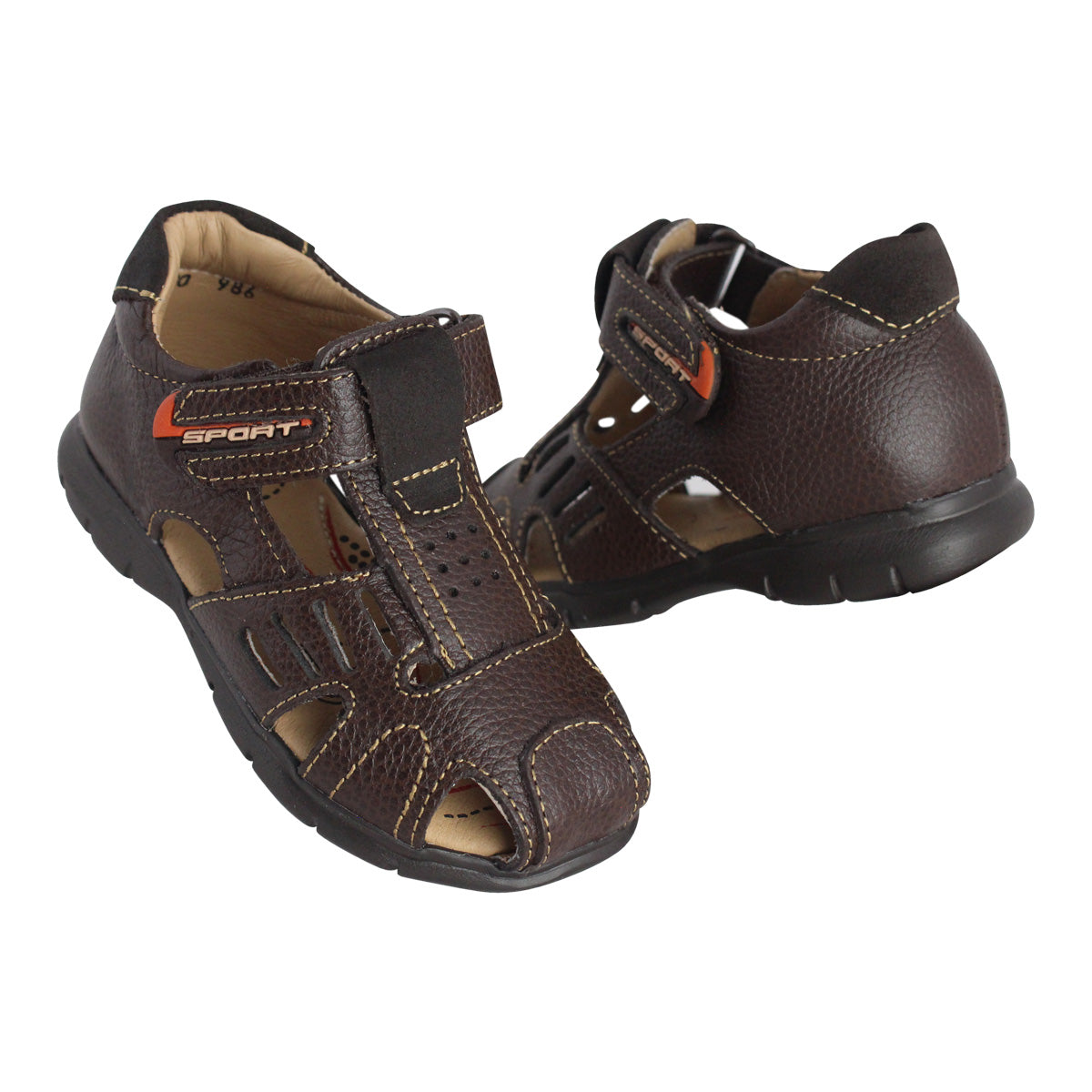 Sandalia Niño 2680 Piel Café con Velcro