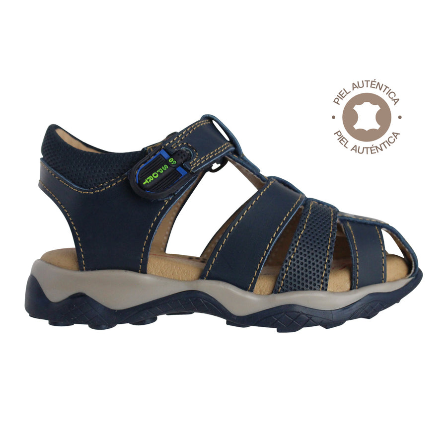 Sandalia Niño 2826 Piel Azul con Velcro