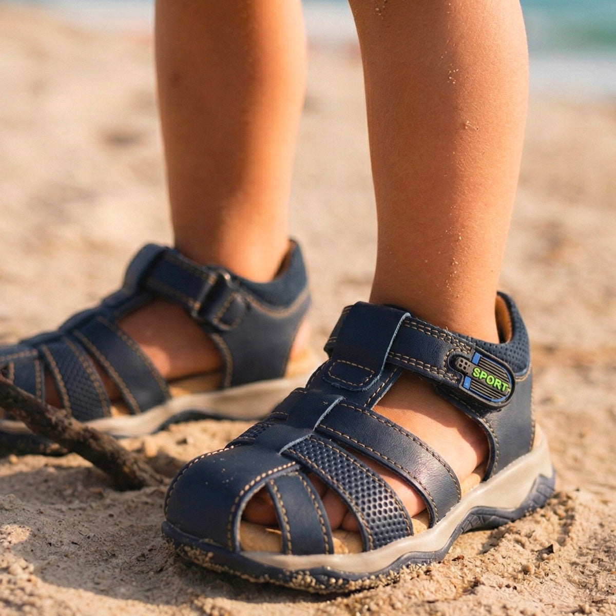 Sandalia Niño 2826 Piel Azul con Velcro