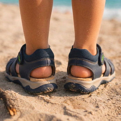 Sandalia Niño 2826 Piel Azul con Velcro