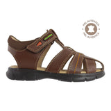 Sandalia niño 2827 piel café con velcro