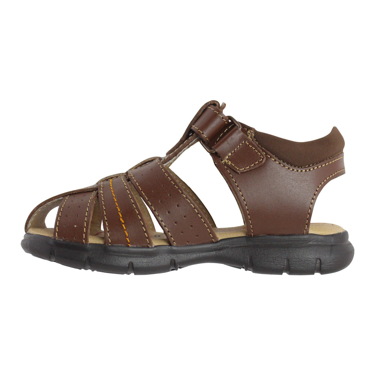 Sandalia Niño 2827 Piel Café con Velcro