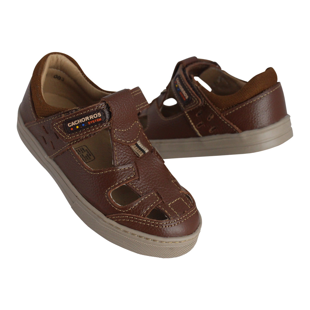 Sandalia Niño 2900 Piel Café con Velcro