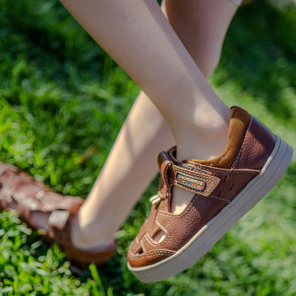Sandalia Niño 2900 Piel Café con Velcro