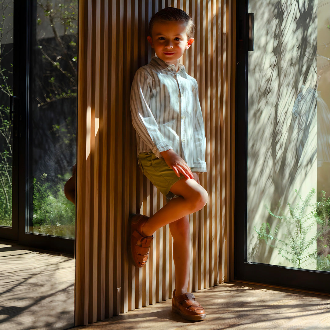 Sandalia de Niño 2965 Piel Café Claro con Velcro