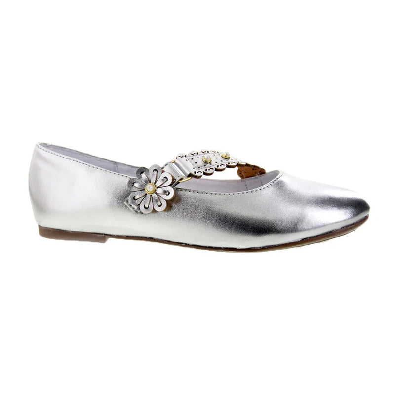 Balerina Casual Niña 30003 Plata con Flor