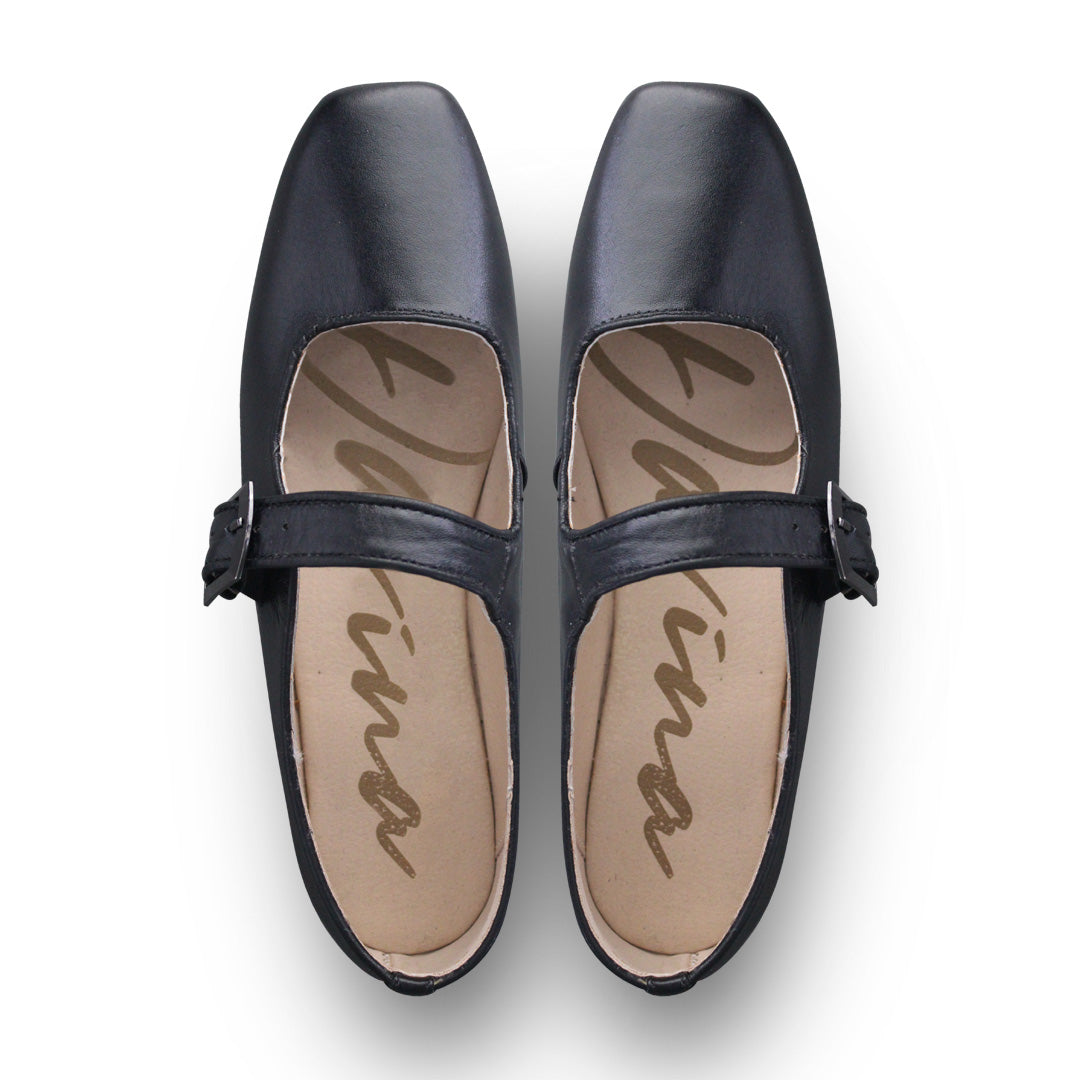 Balerina Niña 30150 Piel Giulia Negro con Hebilla