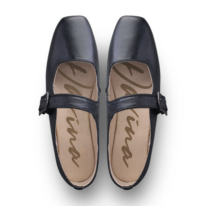 Balerina Niña Davina 30150 Piel Giulia Negro con Hebilla