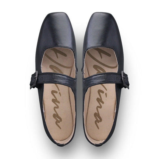Balerina Niña Davina 30150 Piel Giulia Negro con Hebilla