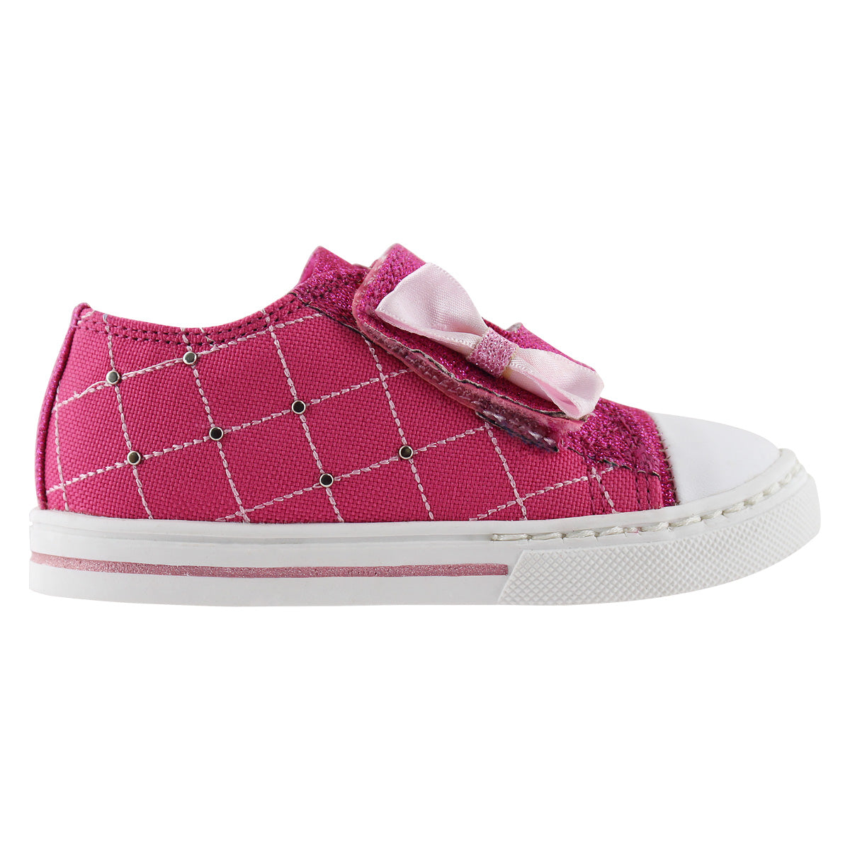 Tenis Niña 306 Rosa Mexicano con Moño y Brillos