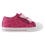 Tenis niña 306 rosa mexicano con moño y brillos