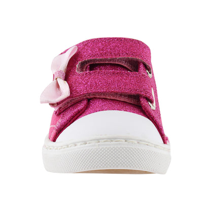 Tenis Niña 306 Rosa Mexicano con Moño y Brillos
