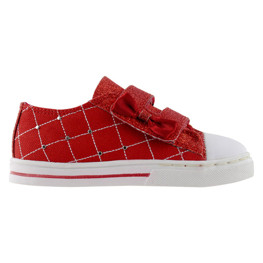 Tenis Niña 306 Lona Rojo con Velcrol y Moño
