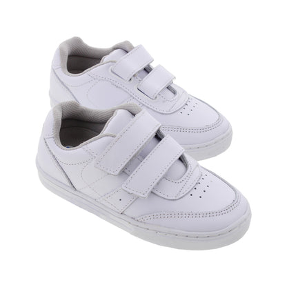 Tenis Escolar 32070 Piel Blanco Doble Velcro