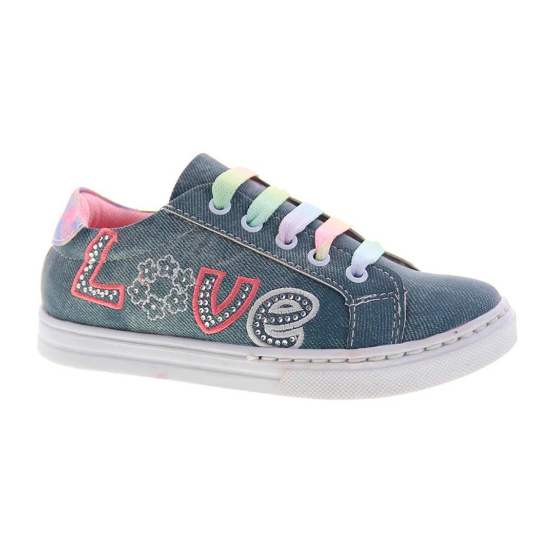 Tenis Niña 32144 Jeans Azul Brillos y Bordado