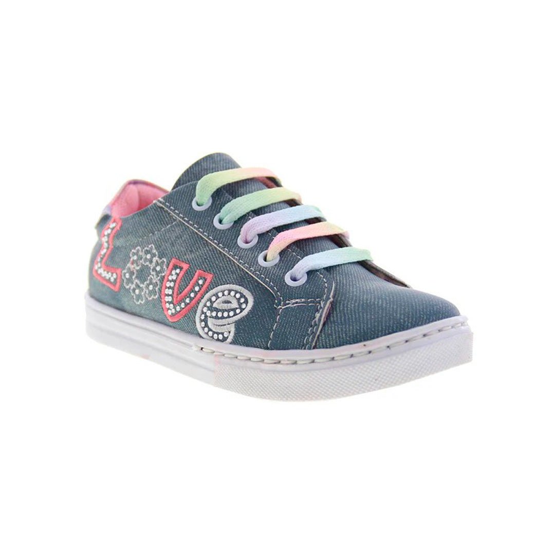 Tenis Niña 32144 Jeans Azul Brillos y Bordado