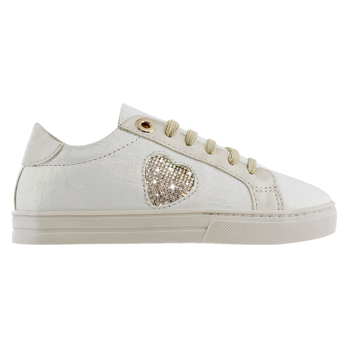 Tenis Niña 32145 Color Blanco con Corazón de Brillos