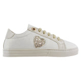 Tenis niña 32145 color blanco con corazón de brillos
