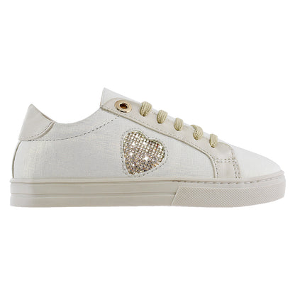 Tenis Niña 32145 Color Blanco con Corazón de Brillos