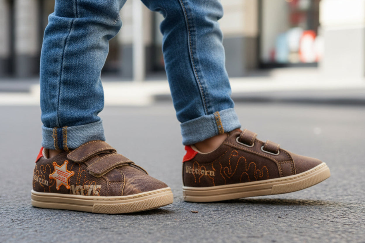 Tenis Niño 32171 Café doble Velcro