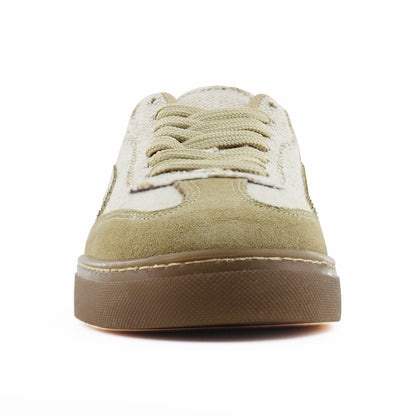 Tenis Mujer 32210 Davina Lona Beige con Gamuza