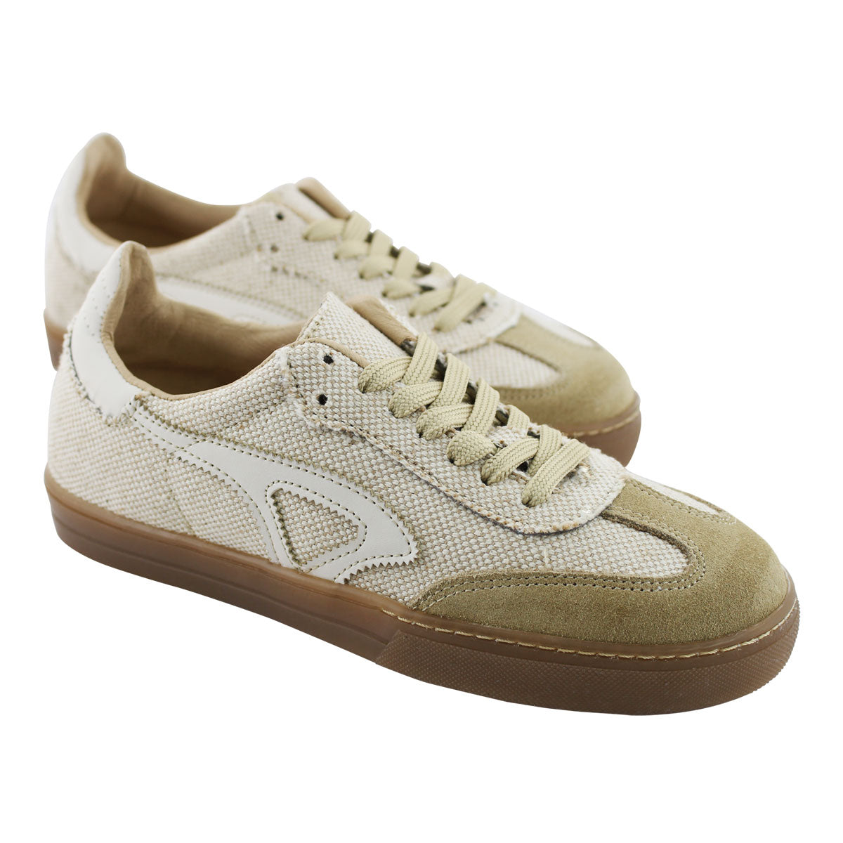Tenis Mujer 32210 Davina Lona Beige con Gamuza