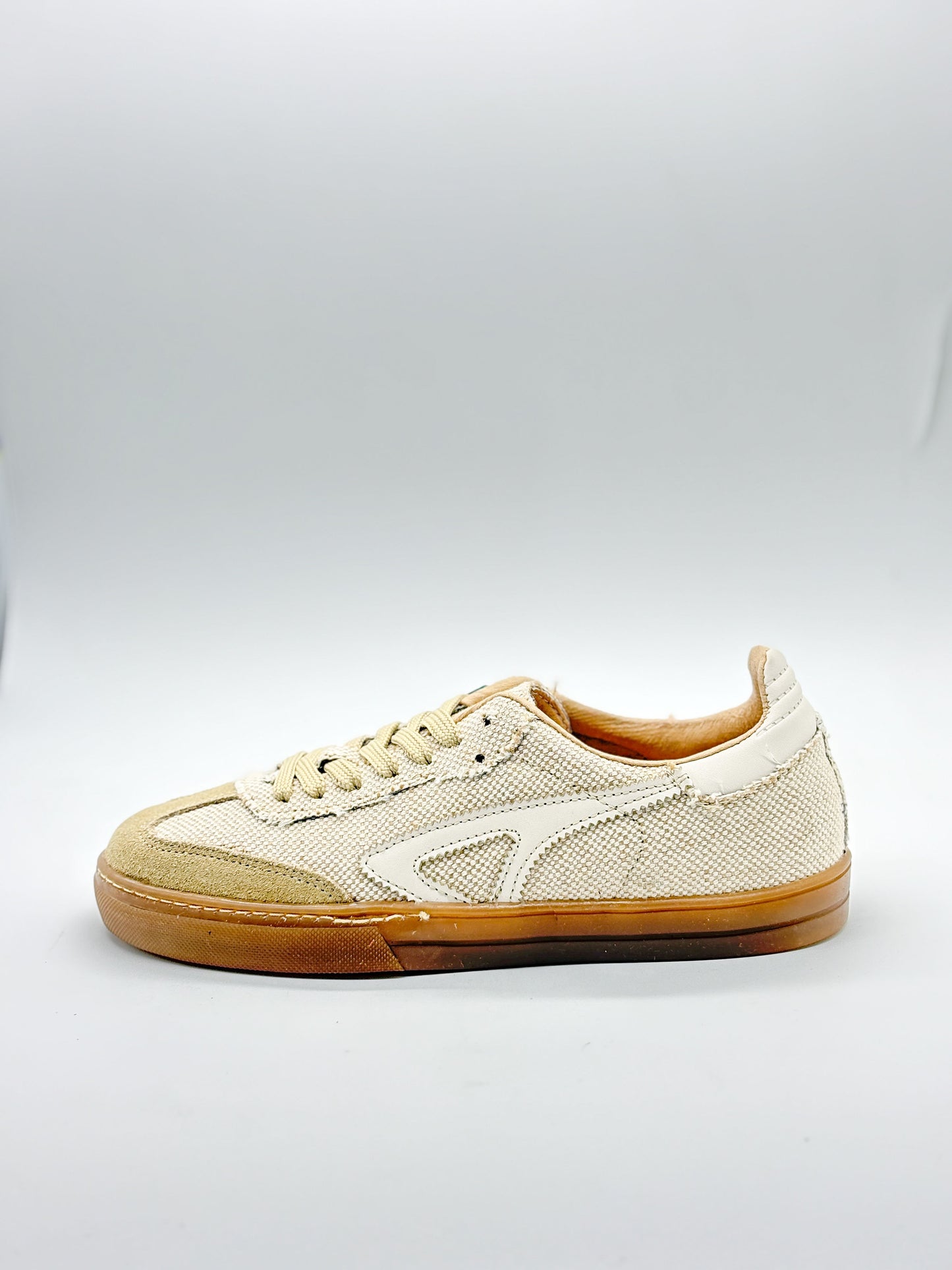 Tenis Mujer 32210 Davina Lona Beige con Gamuza