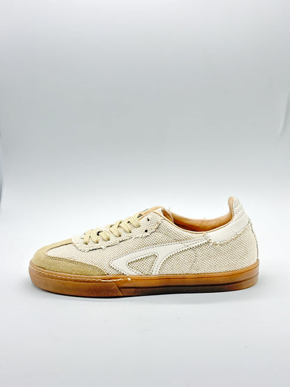 Tenis Mujer 32210 Davina Lona Beige con Gamuza