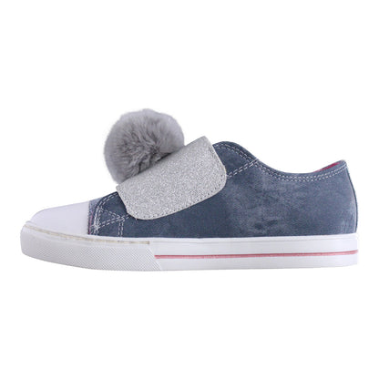 Tenis Niña 341 Azul Mezclilla con Bordados y Flores de Colores