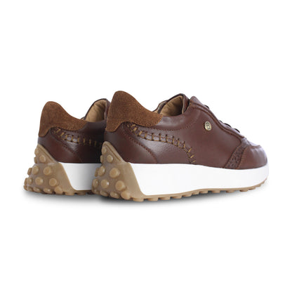 Tenis Mujer 35040 Piel Café Oscuro con Agujetas, vista 3