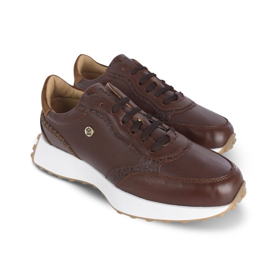 Tenis Mujer 35040 Piel Café Oscuro con Agujetas, vista 4