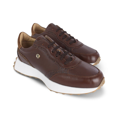 Tenis Mujer 35040 Piel Café Oscuro con Agujetas, vista 4