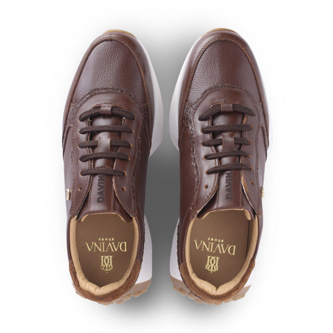 Tenis Mujer 35040 Piel Café Oscuro con Agujetas, vista 5