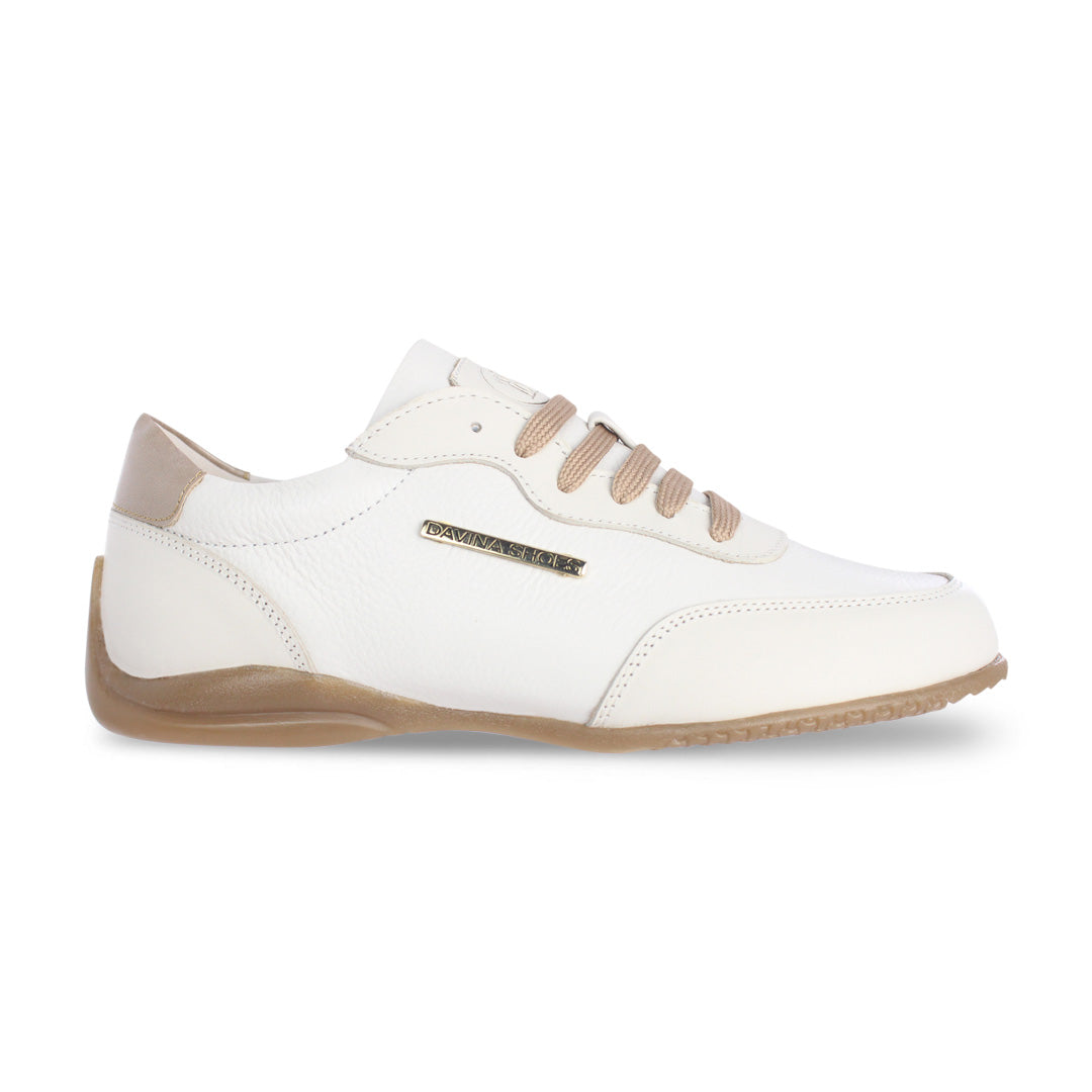 Tenis Mujer 35500 Piel Marfil con Agujetas, vista 1