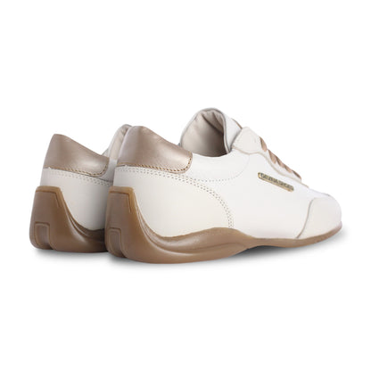Tenis Mujer 35500 Piel Marfil con Agujetas, vista 3