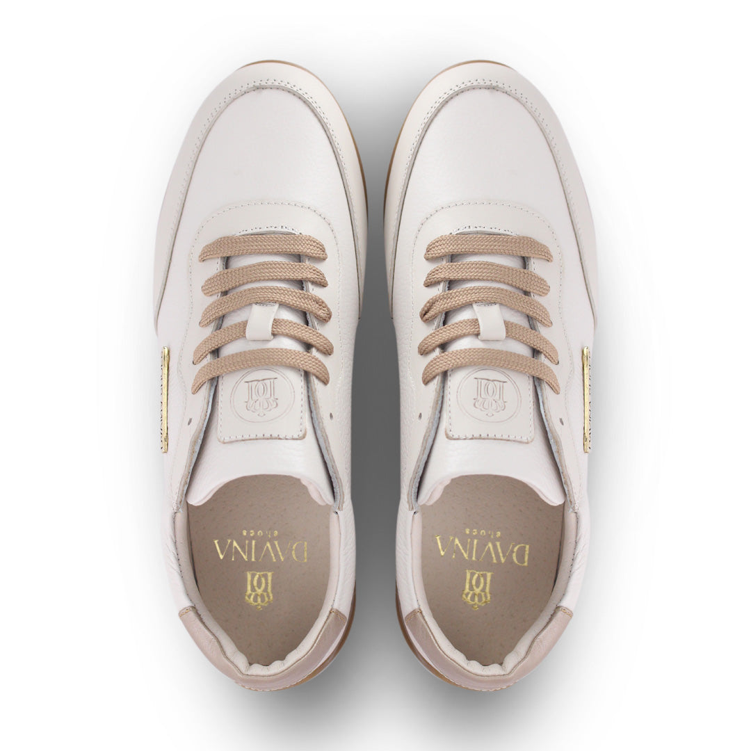 Tenis Mujer 35500 Piel Marfil con Agujetas, vista 5