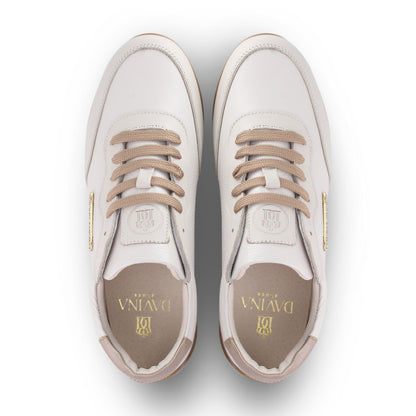Tenis Mujer 35500 Piel Marfil con Agujetas, vista 5