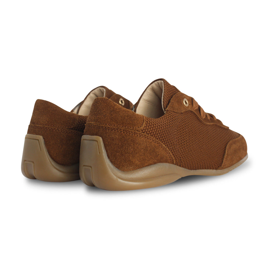 Tenis Mujer 35520 Gamuza Café y Malla con Agujetas, vista 3