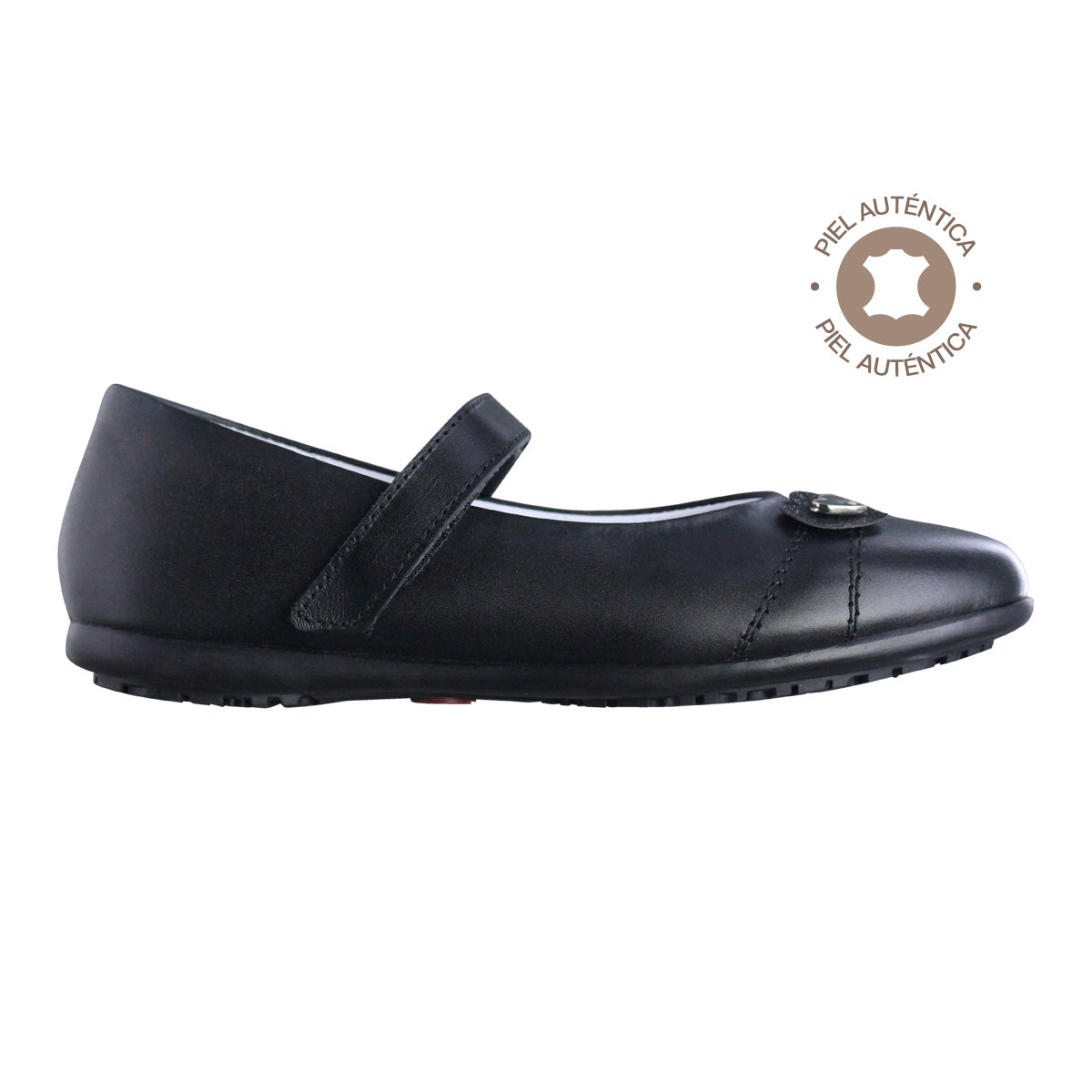 Zapato Escolar Niña 3821 Piel Negra con Velcro
