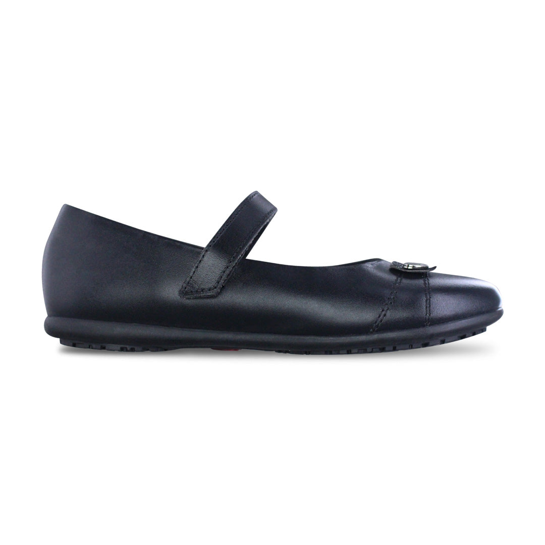 Zapato Escolar Niña 3821 Piel Negra con Velcro
