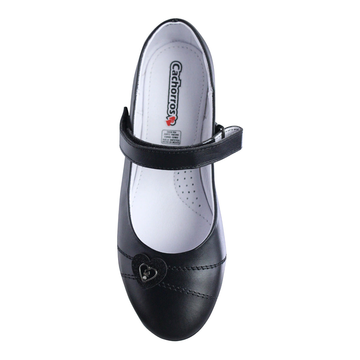 Zapato Escolar Niña 3821 Piel Negra con Velcro