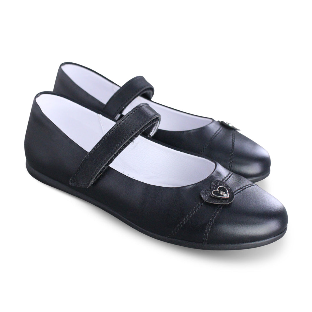 Zapato Escolar Niña 3821 Piel Negra con Velcro