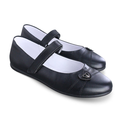 Zapato Escolar Niña 3821 Piel Negra con Velcro