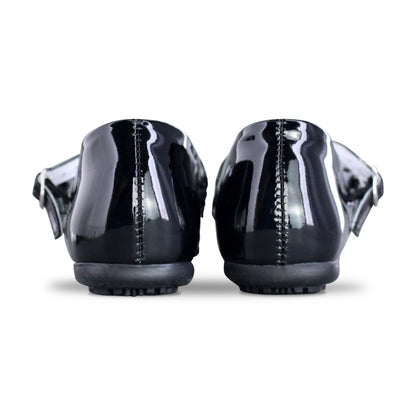 Zapato Escolar Niña 3826 Charol Negro Doble Látigo con Hebilla